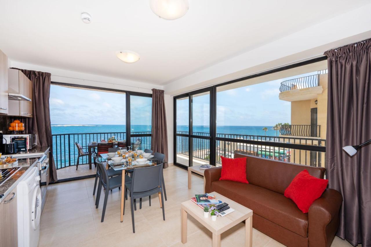 Islet Promenade Seafront Apartment With Large Corner Terrace By Getawaysmalta Bahía de San Pablo Exterior foto