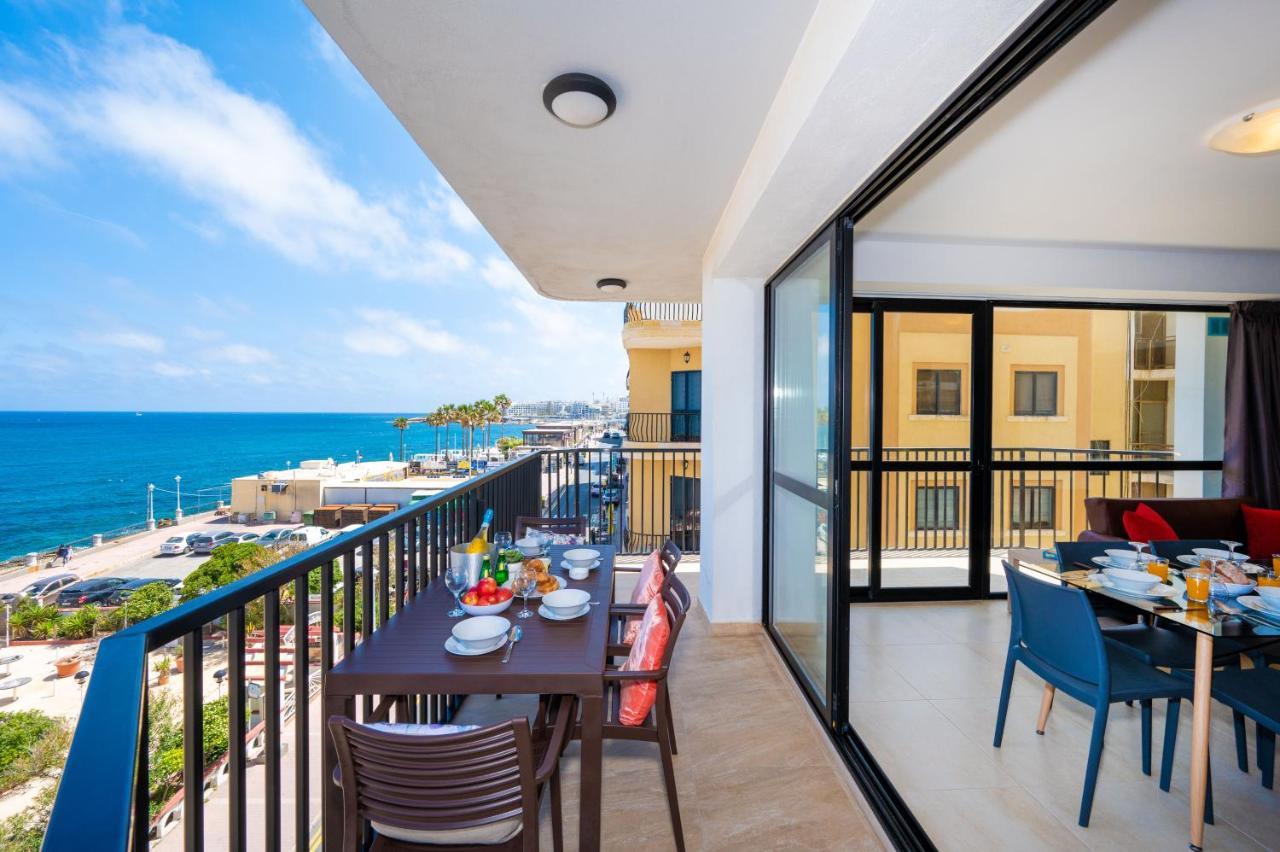 Islet Promenade Seafront Apartment With Large Corner Terrace By Getawaysmalta Bahía de San Pablo Exterior foto