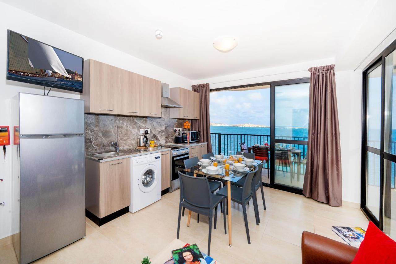 Islet Promenade Seafront Apartment With Large Corner Terrace By Getawaysmalta Bahía de San Pablo Exterior foto