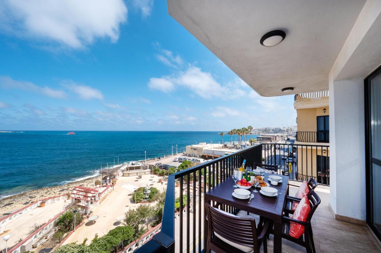 Islet Promenade Seafront Apartment With Large Corner Terrace By Getawaysmalta Bahía de San Pablo Exterior foto